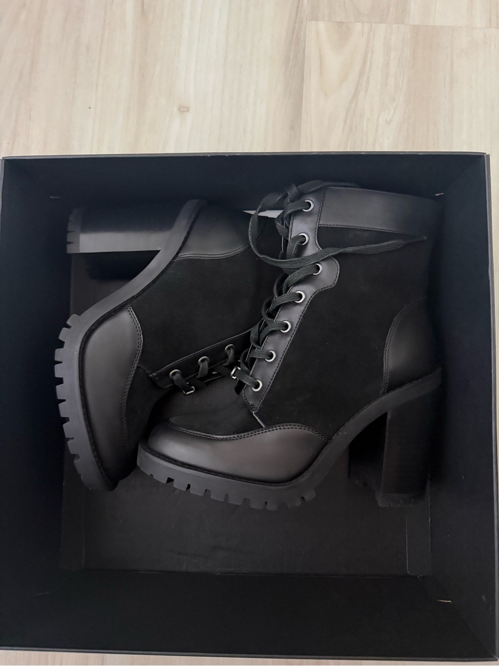 Coach Black Lace-Up Boots